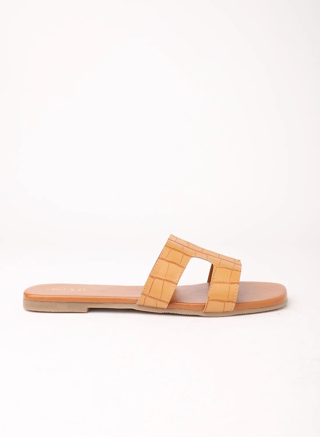 Aila Casual Slip-On Flat Sandals Tan