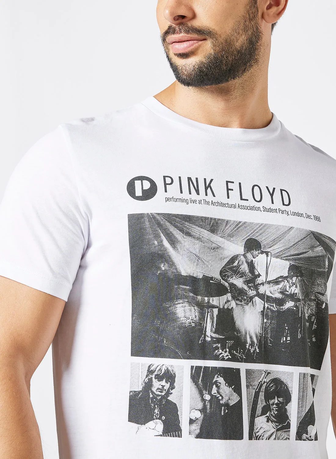 JACK & JONES Organic Cotton Pink Floyd T-Shirt White