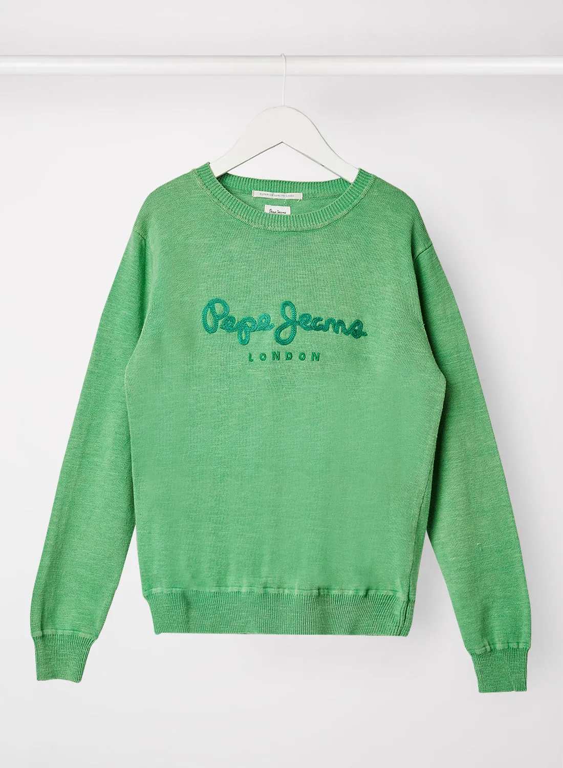 Pepe Jeans LONDON كنزة أطفال / مراهقة مطرزة بشعار أخضر