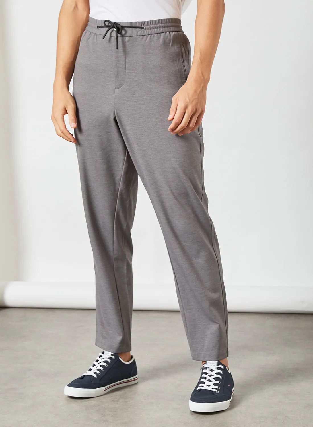 SELECTED Drawstring Trousers Light Grey