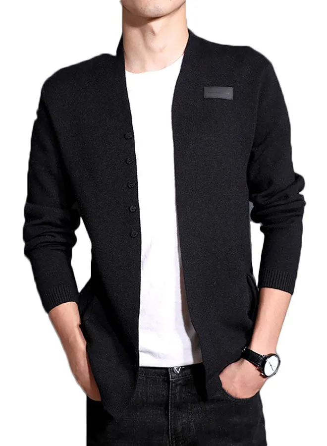 Bluelans Solid Long Sleeve Casual Knitwear Coat Black