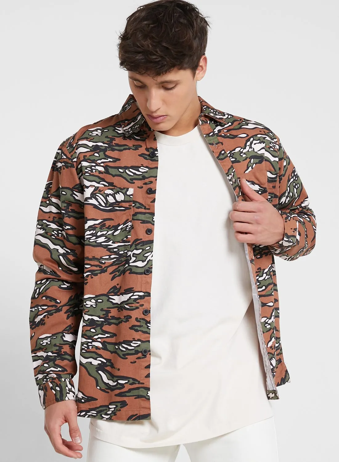 TOPMAN Tiger Camo Relaxed Fit Shirt
