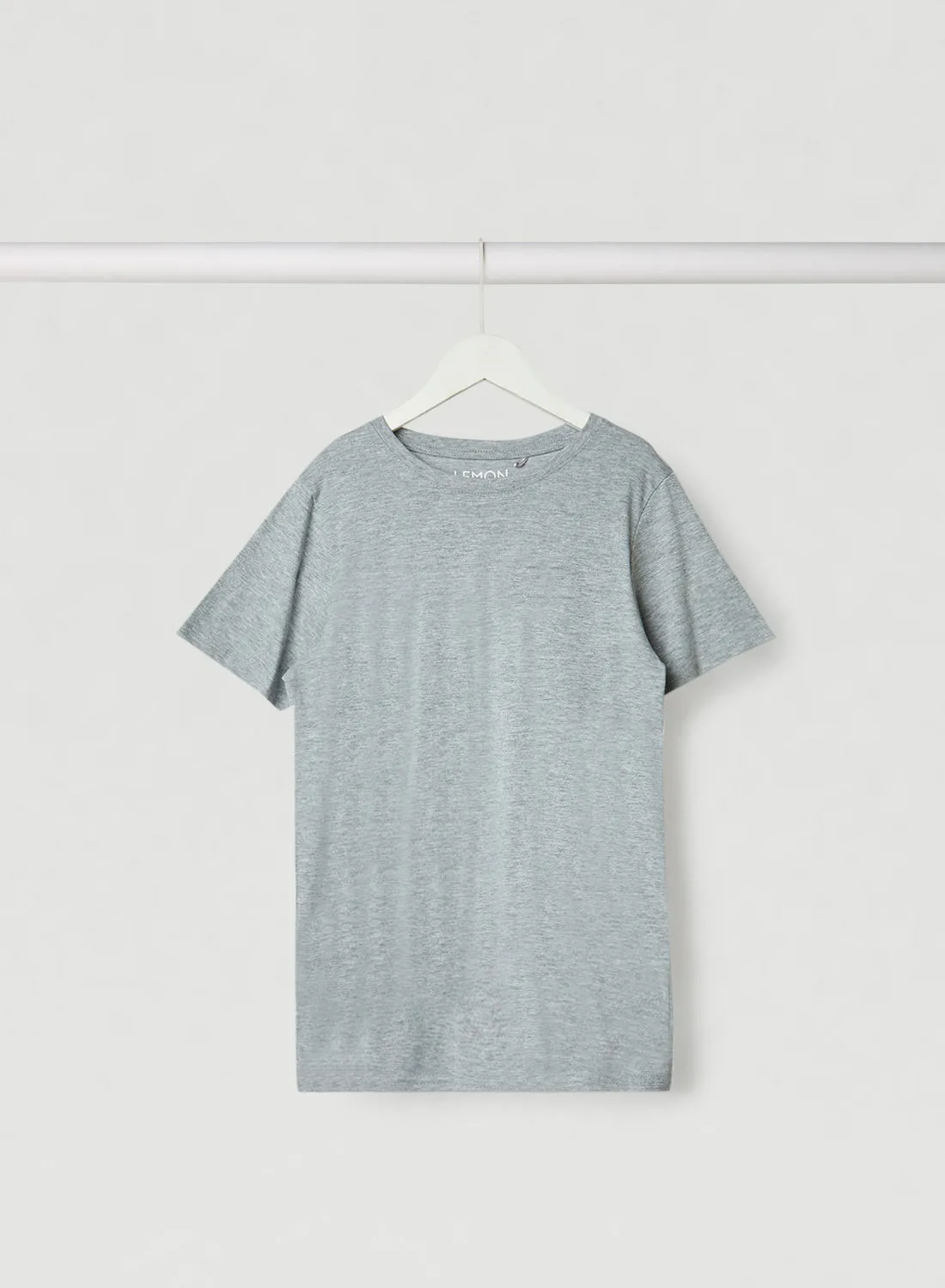 Lemon Beret Solid Design Short Sleeves T-Shirt Grey Melange As Swatch
