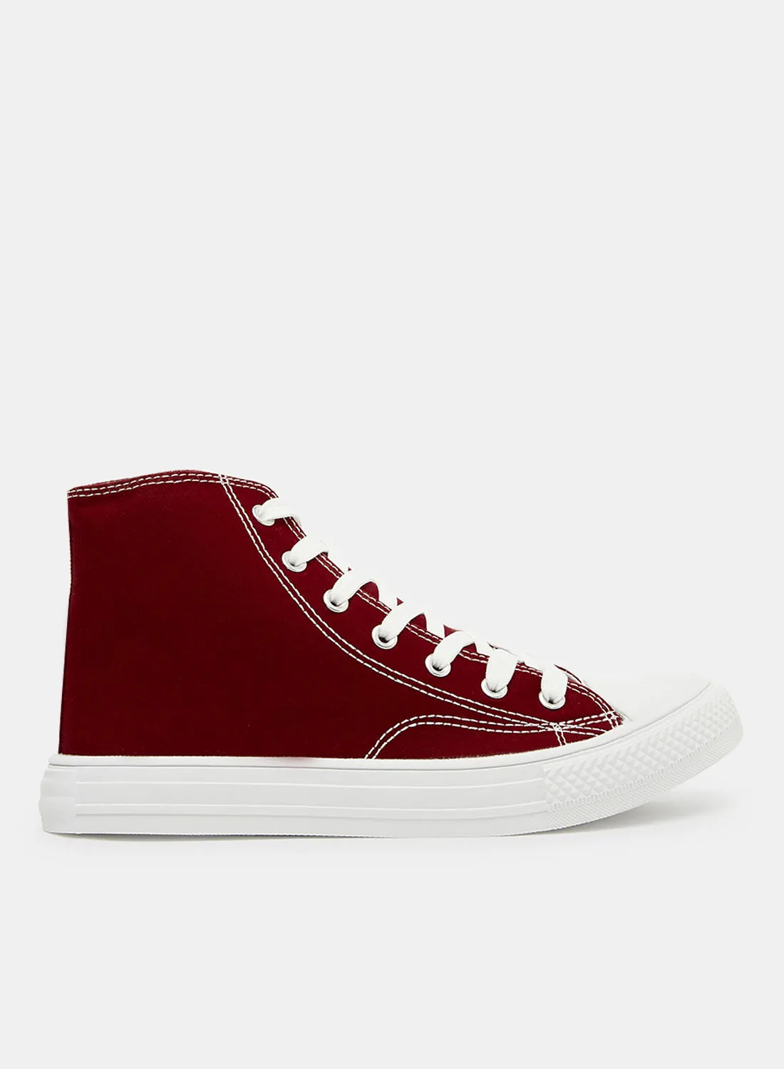 LABEL RAIL High Top Canvas Sneakers Red