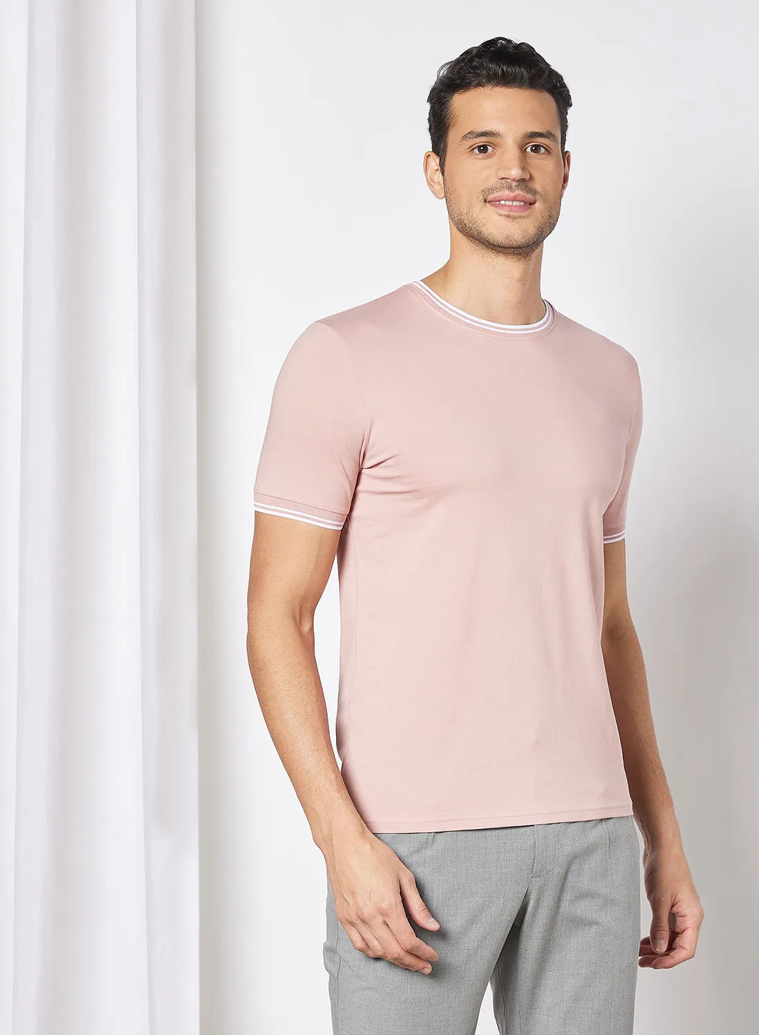 R&B Slim Fit Solid T-Shirt Dusty Pink
