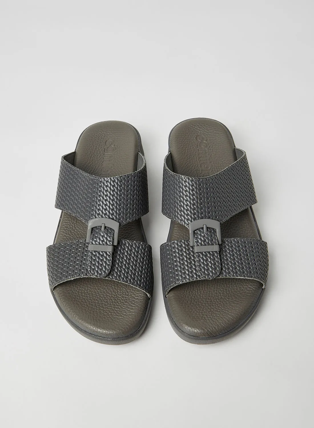 Comfort Plus Textured Buckle Detail Sandals Grey