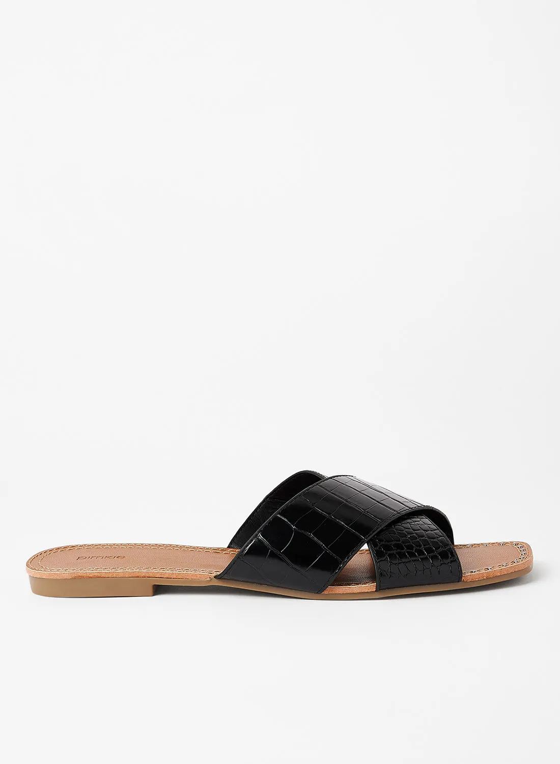 Pimkie Croc Effect Flat Sandals Black
