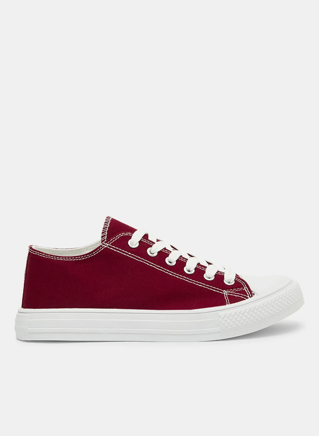 LABEL RAIL Canvas Low Top Sneakers Red