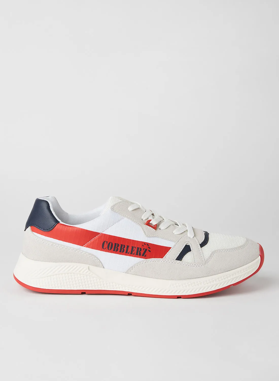 Cobblerz Contrast Overlay Sneakers White-Red