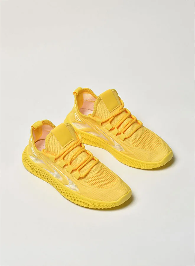 Cobblerz Women's Lace-Up Closure Low Top Sneakers Yellow