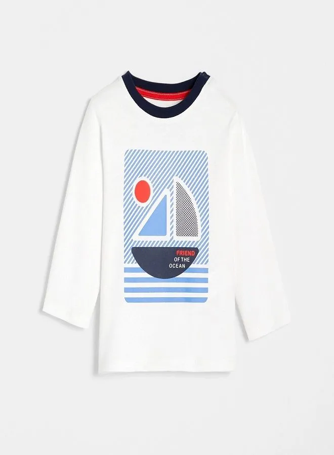 OBAIBI T-Shirt With A Nautical Motif White