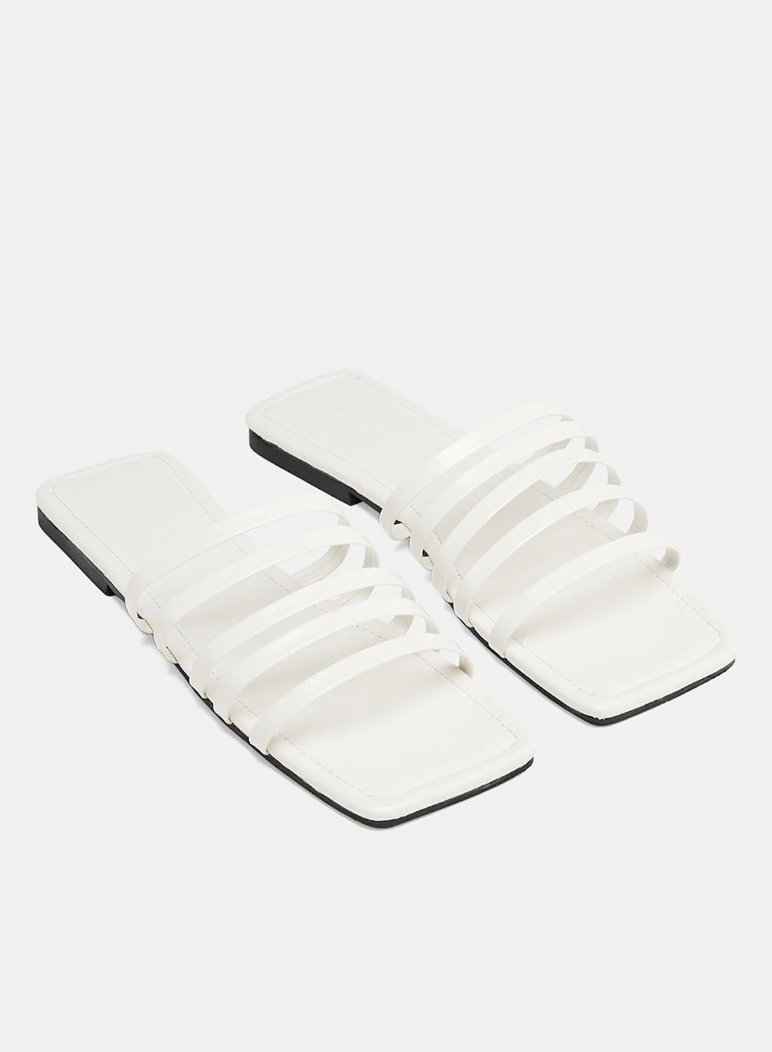 LABEL RAIL Casual PU Flat Sandals White