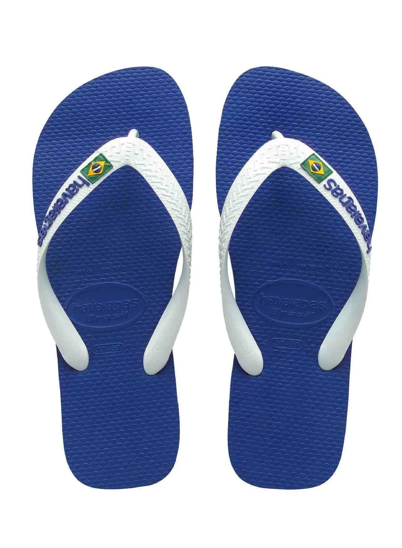 havaianas Kids Brazil Contrast Logo Flip Flop Marine Blue