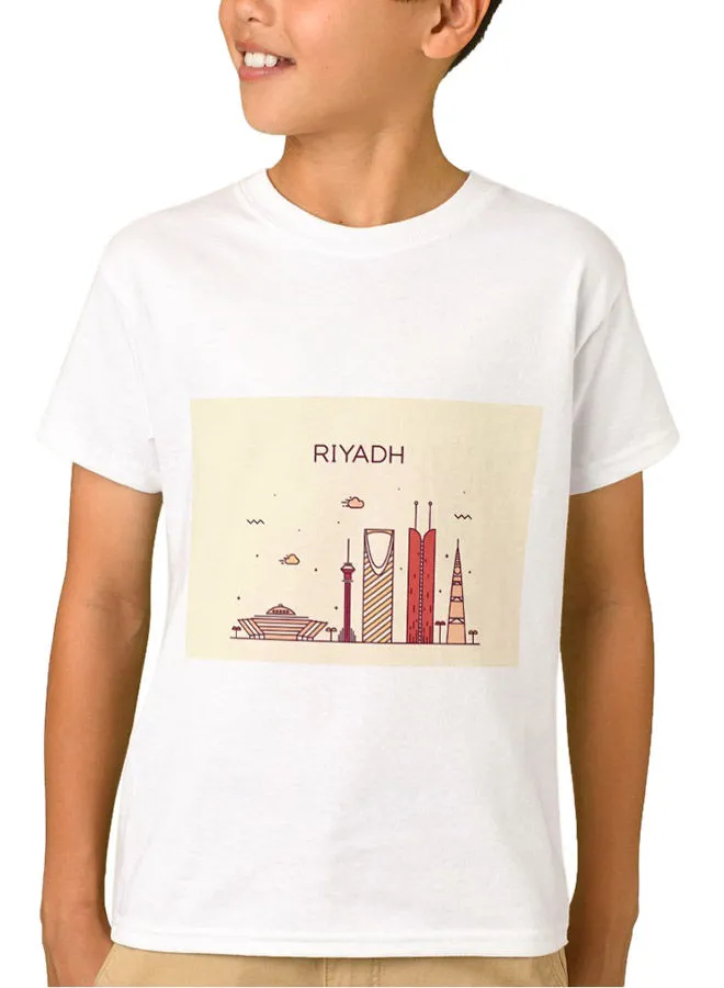 1st Piece Riyadh Landmark Print Short Sleeve T-Shirt White