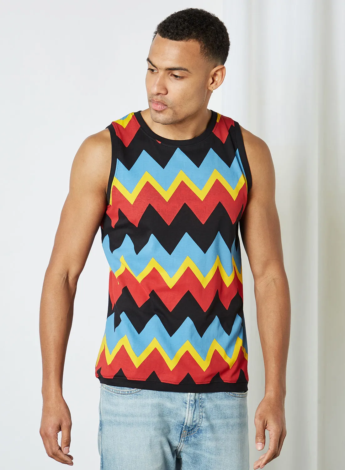 Moda Rapido Chevron Print Sleeveless T-Shirt Multicolour