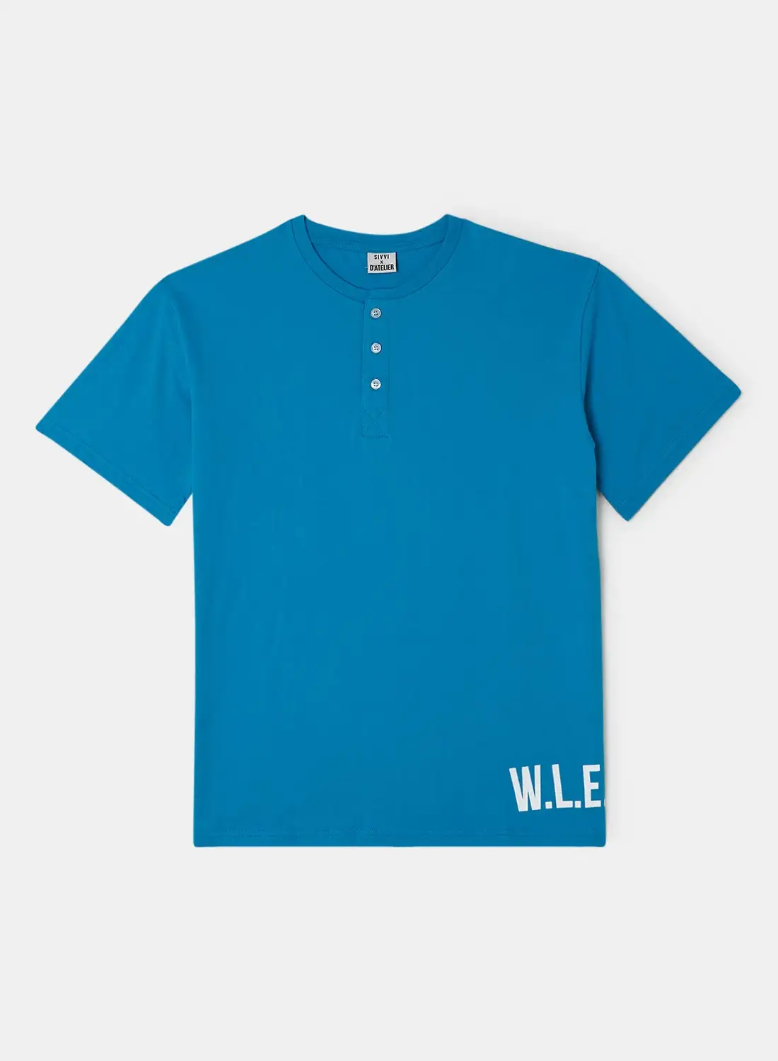 Sivvi x D'Atelier WLE Grandad T-Shirt Turquoise
