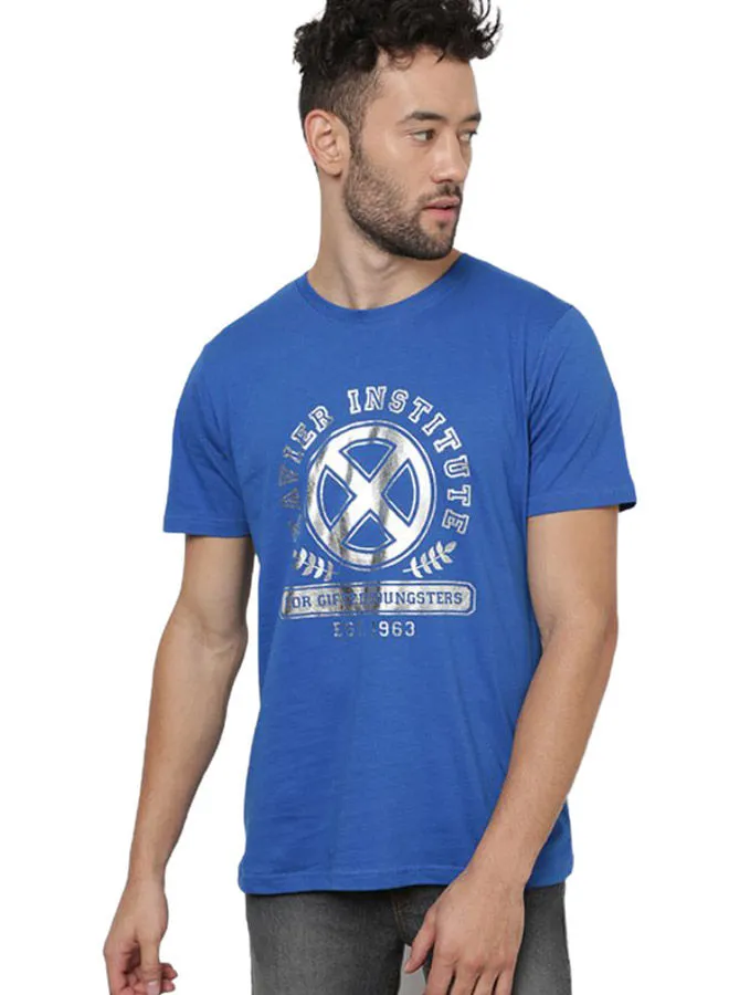DRIP Graphic Printed Regular Fit Crew Neck T-Shirt Neon Blue