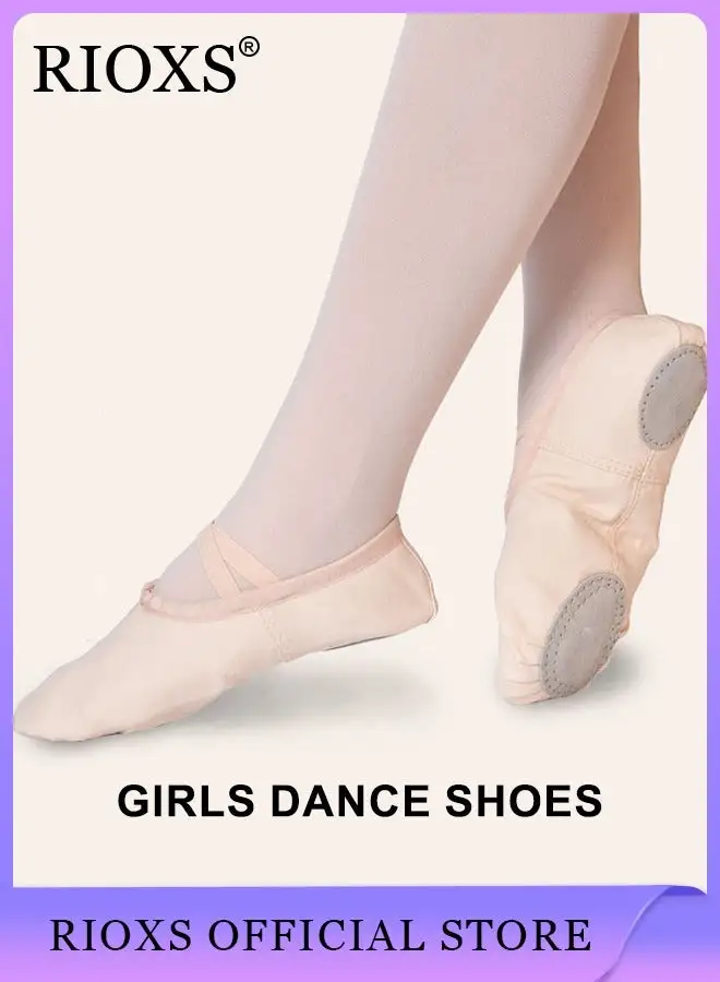 RIOXS Girls Ballet Practice Shoes Yoga Shoes for Dancing Flats Yoga Flats for Dance
