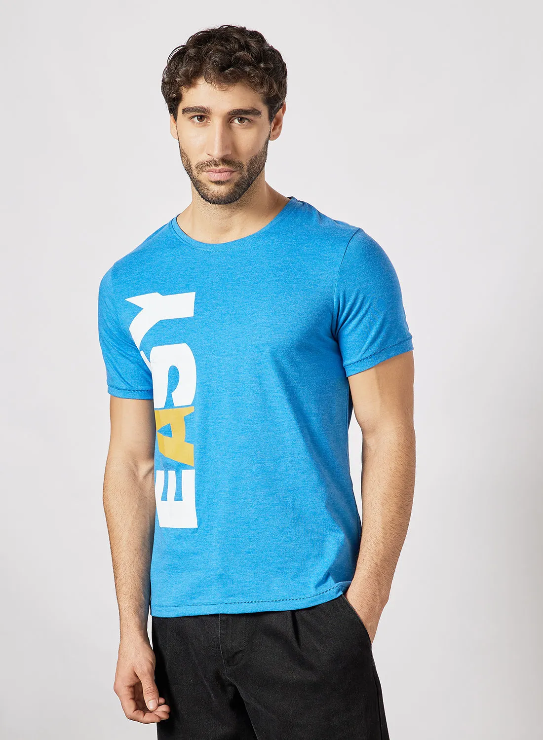 Mast & Harbour Printed Casual T-Shirt Blue