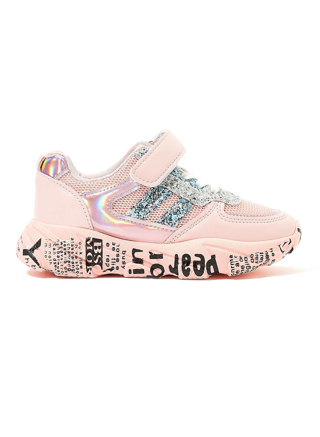 Hoppipola Girls Text Print Sole Sneakers Pink