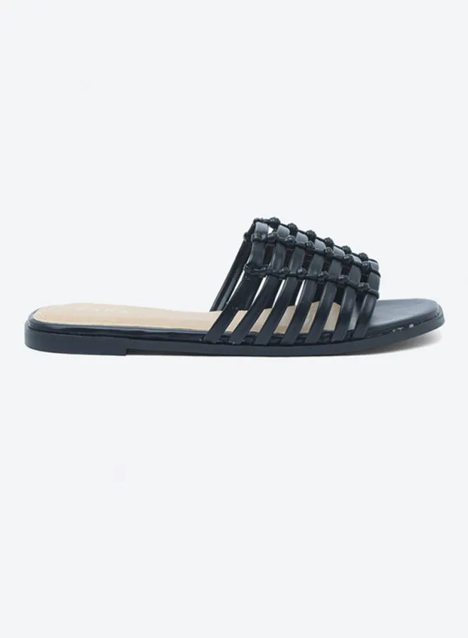 ZAHA Dyed Slip-On Flat Sandals Black