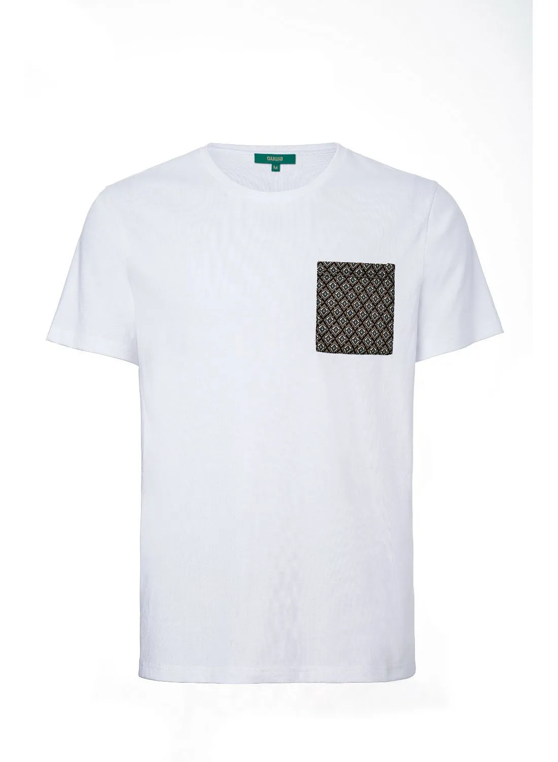 QUWA Trendy Casual Crew Neck T-shirt with printed pocket White