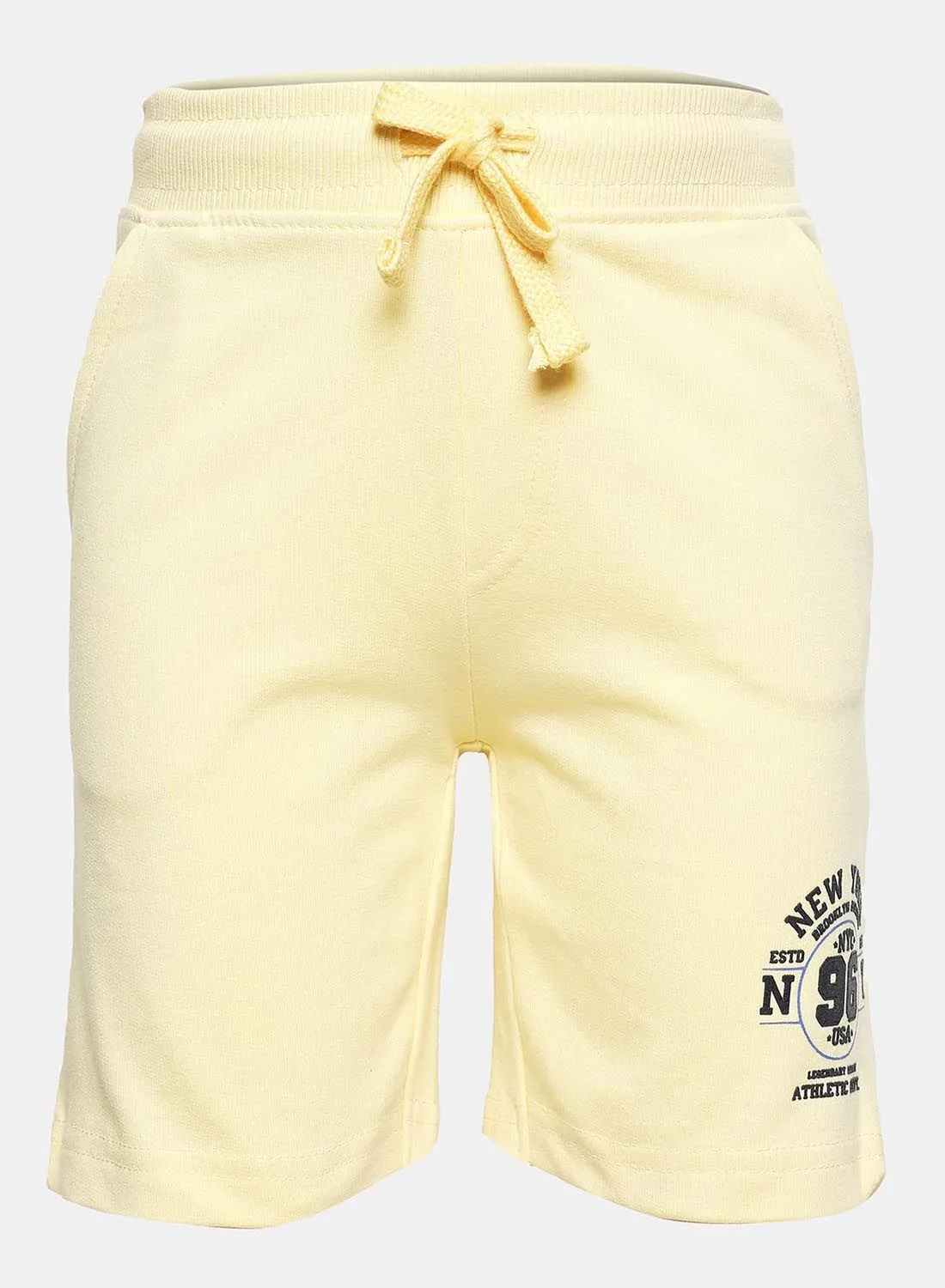 R&B Trendy Printed Shorts with Pockets and Drawstring Closure Yellow