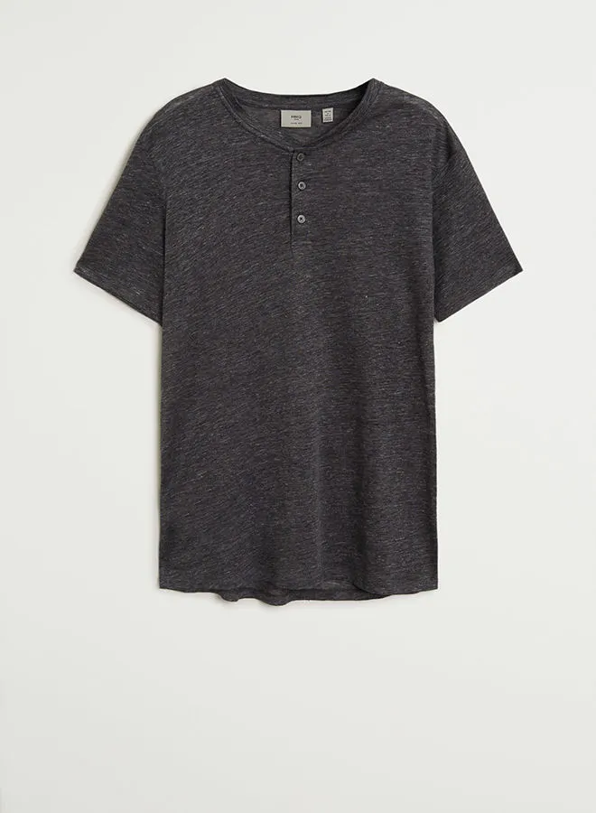 MANGO Pana Solid Short Sleeve T-Shirt Medium Grey