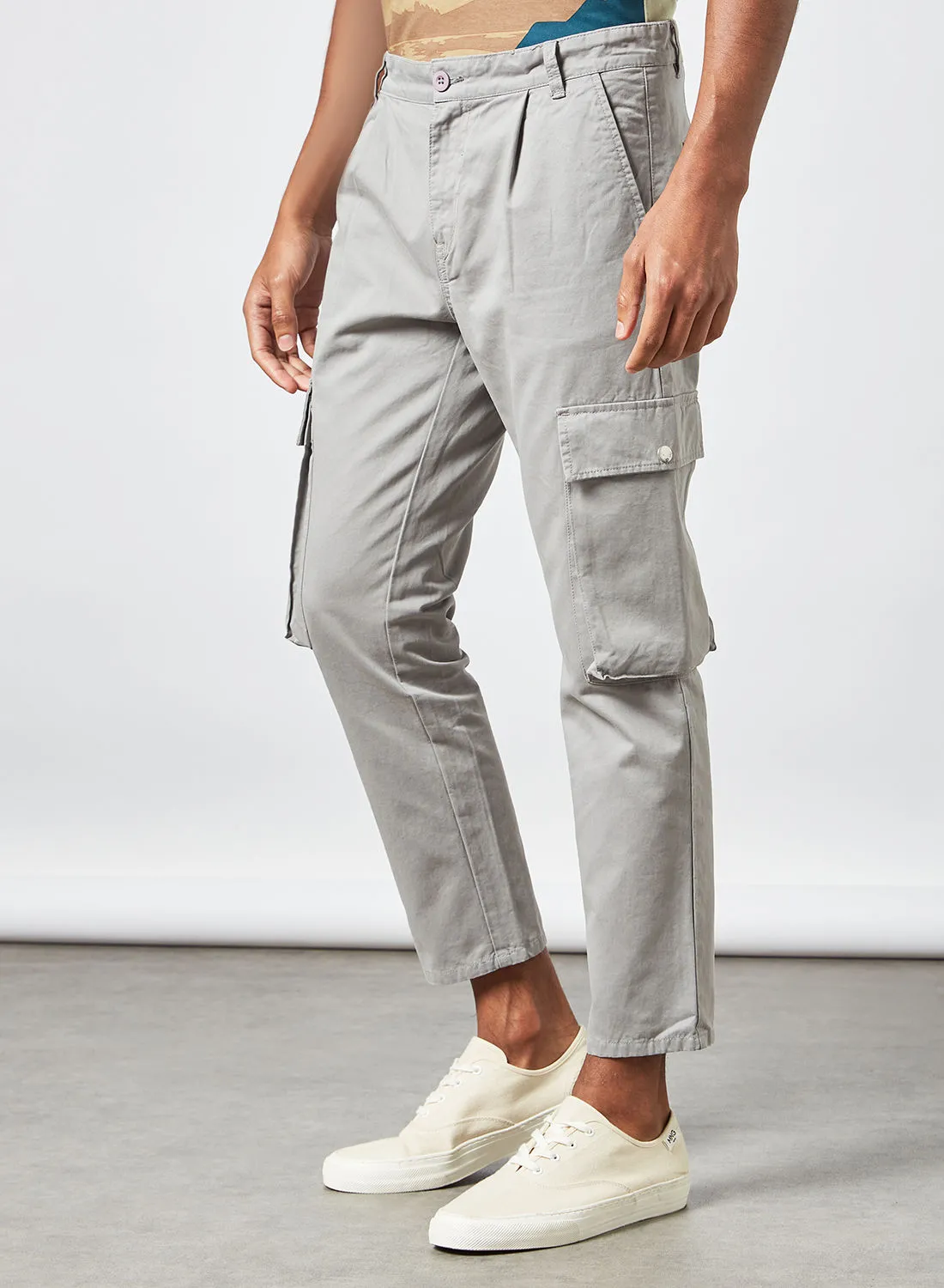 Blue Saint Men's Tapered Fit Trousers Grey