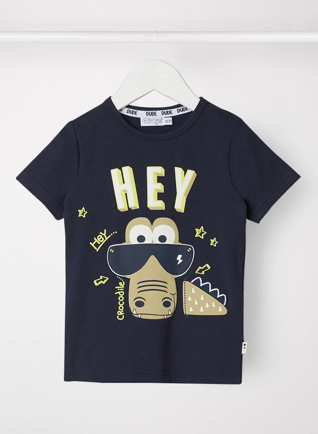 Dirkje Kids Croc Face Print T-Shirt Navy