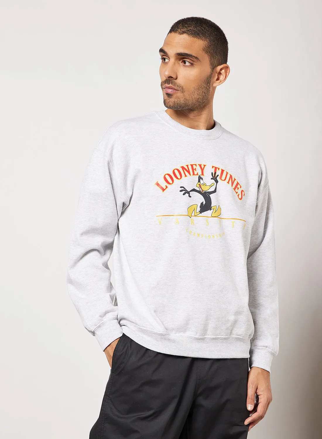 Vintage Supply Looney Tunes Graphic Sweatshirt Light Grey