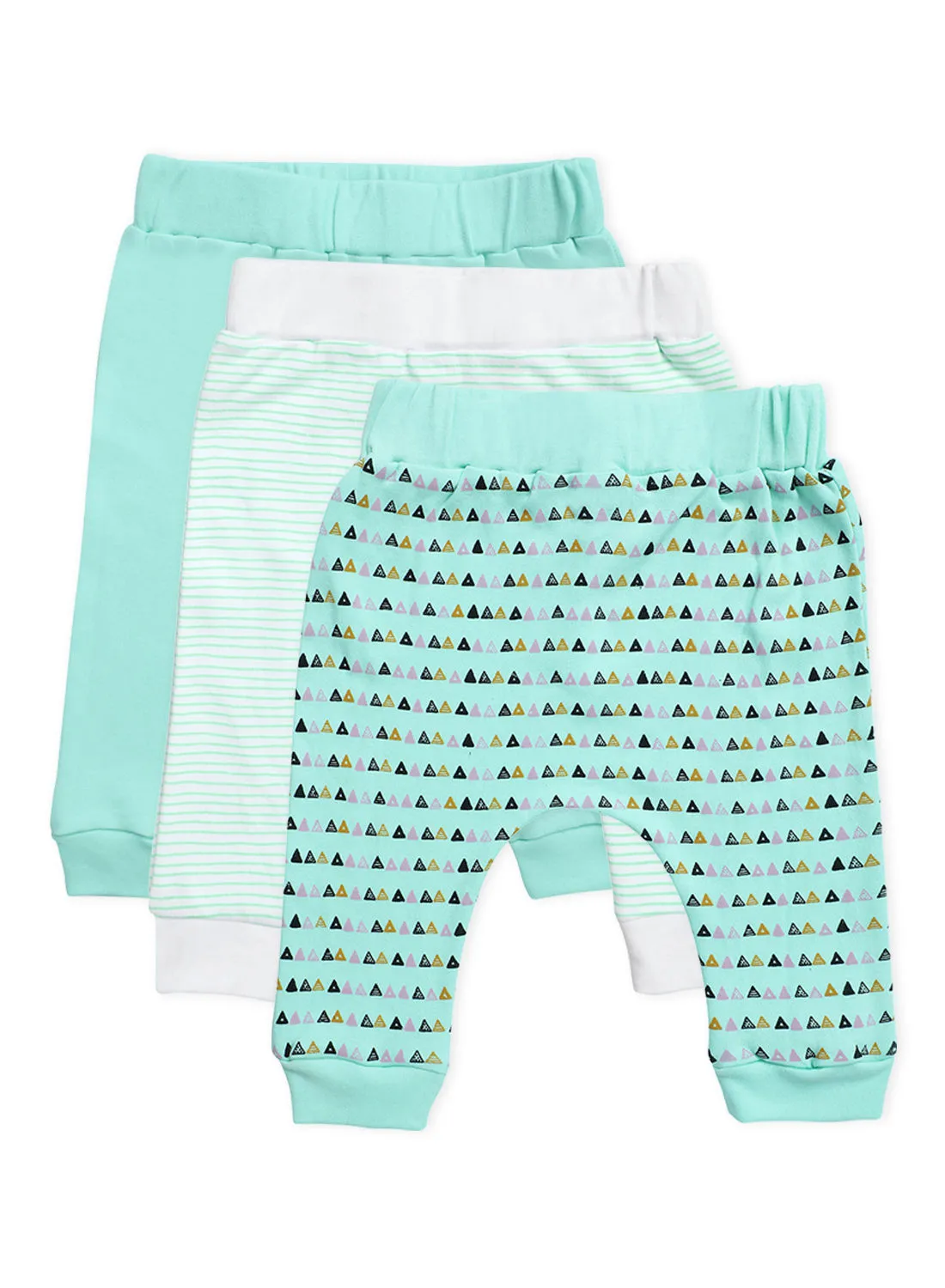 Bebi Baby Boys 3-Piece Cotton Diaper Pants Set Green/White