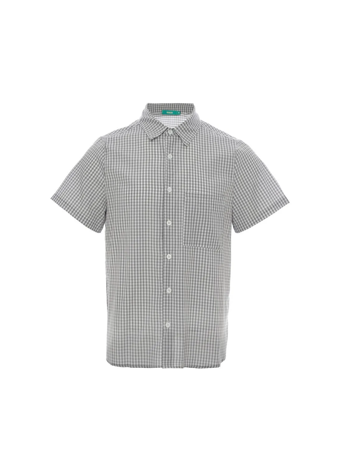 QUWA Men Classic Checkered Short Sleeve Shirt Grey