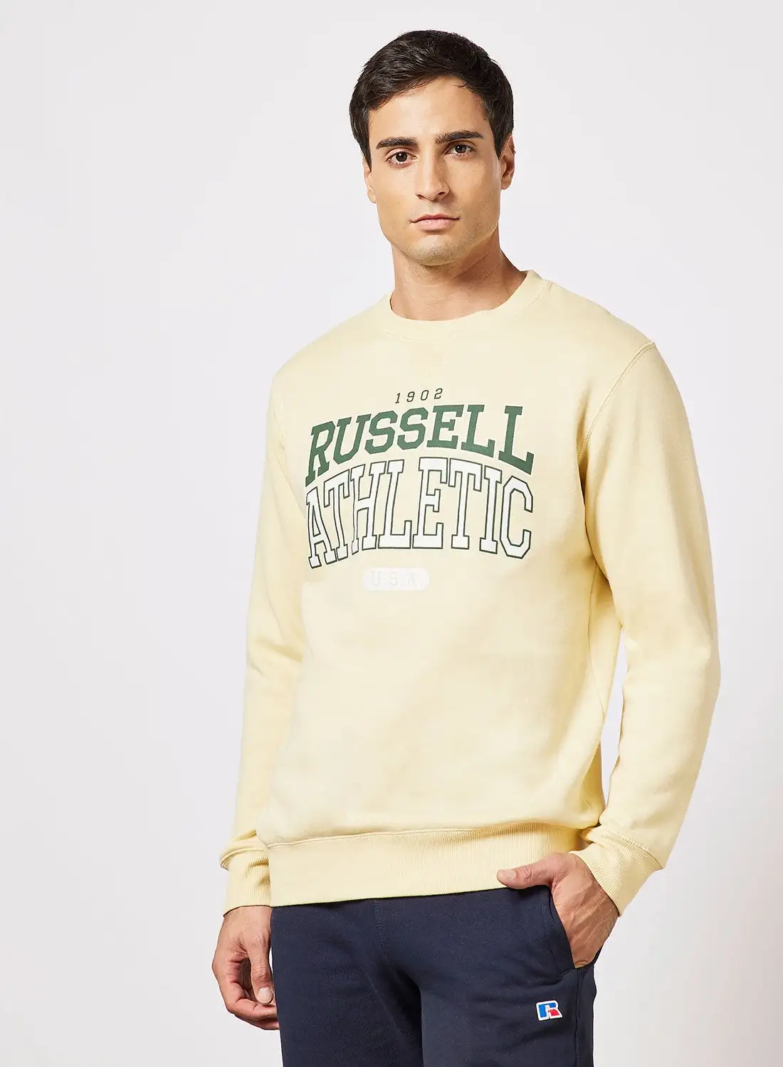 Russell Athletic Logo Crew Neck Sweatshirt Yellow