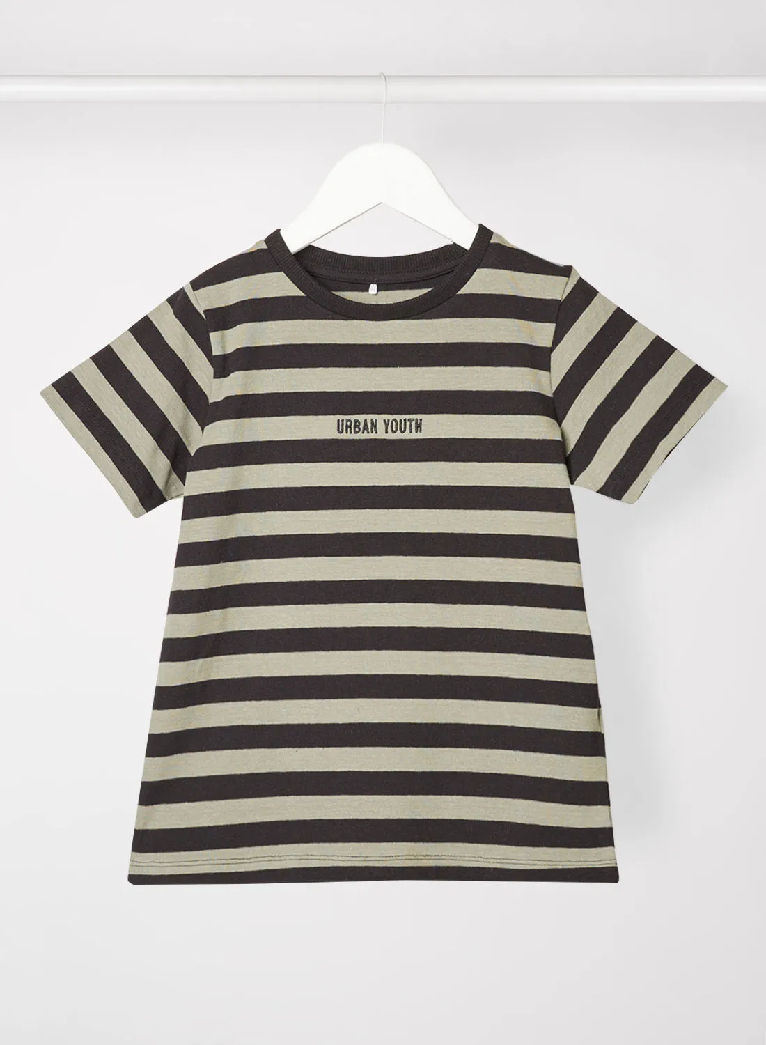 NAME IT Kids / Teen Striped T-Shirt أخضر / أسود