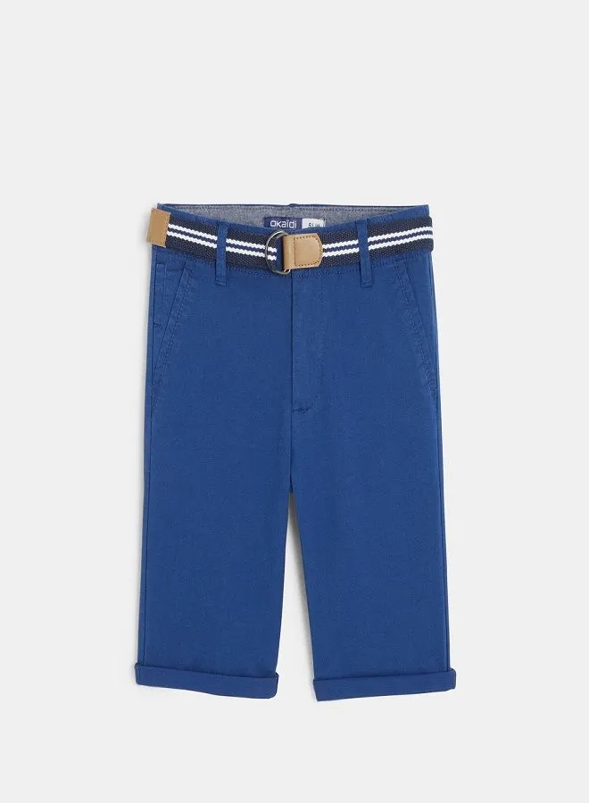 Okaidi Canvas Bermuda Shorts + Belt Blue