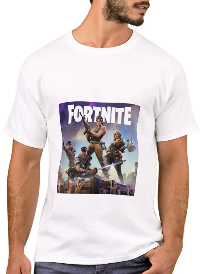 1st Piece Fortnite Game 2 Print Short Sleeve T-Shirt White
