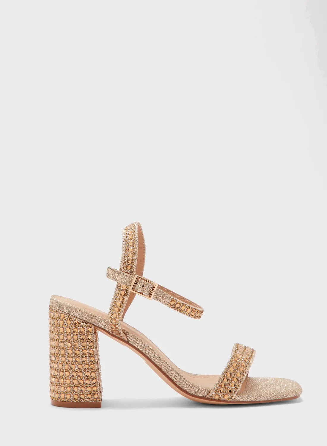 Truffle Jewelled Gold Ankle Strap Sandal