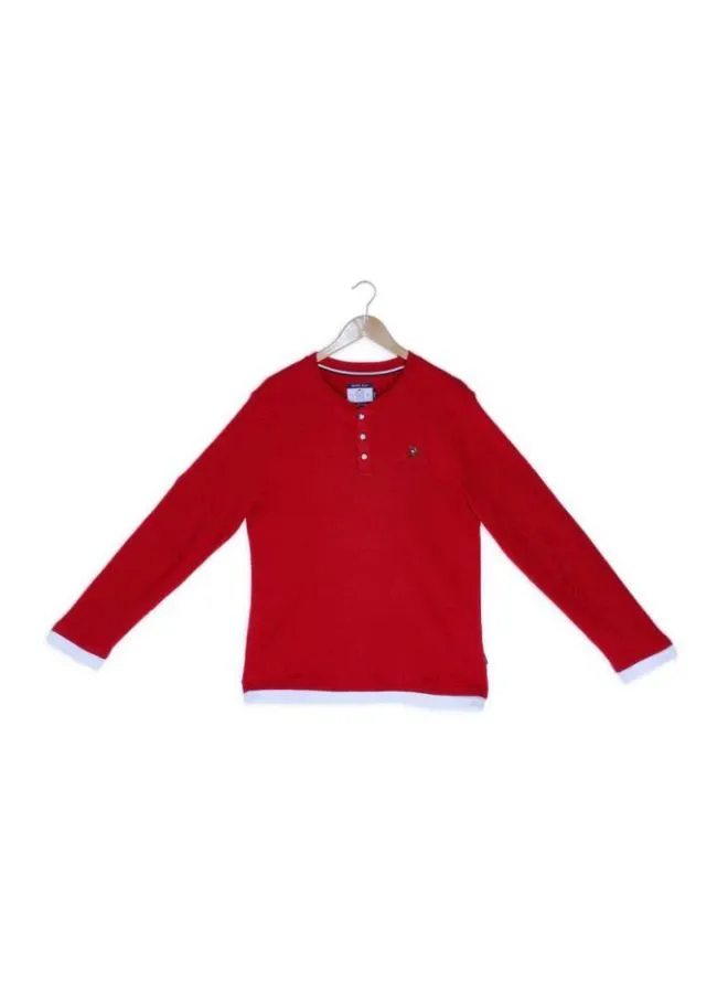BEVERLY HILLS POLO CLUB Henley Neck T-Shirt Red
