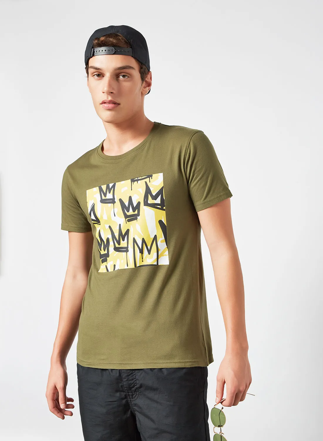STATE 8 Crown Graphic Print T-Shirt Green