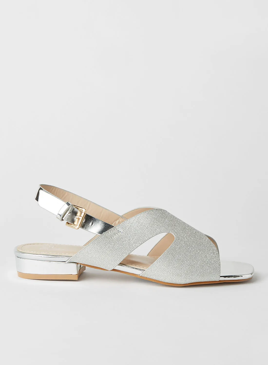 Jove Buckle Detailed Flat Sandals Silver