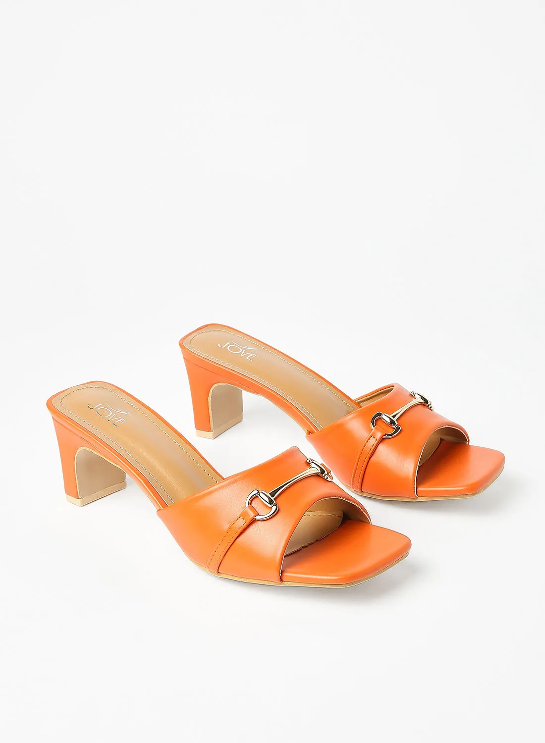 Jove Stylish Elegant Heeled Sandals Orange