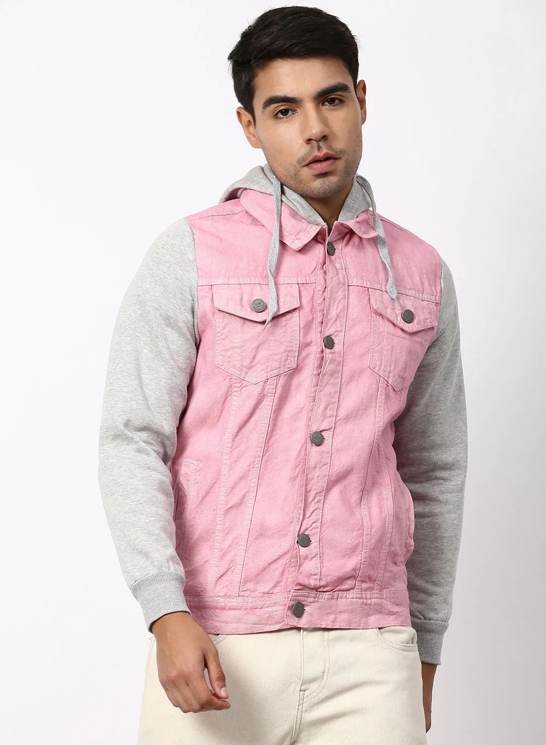 Campus Sutra Outerwear Comfortable Jacket Pink/Grey