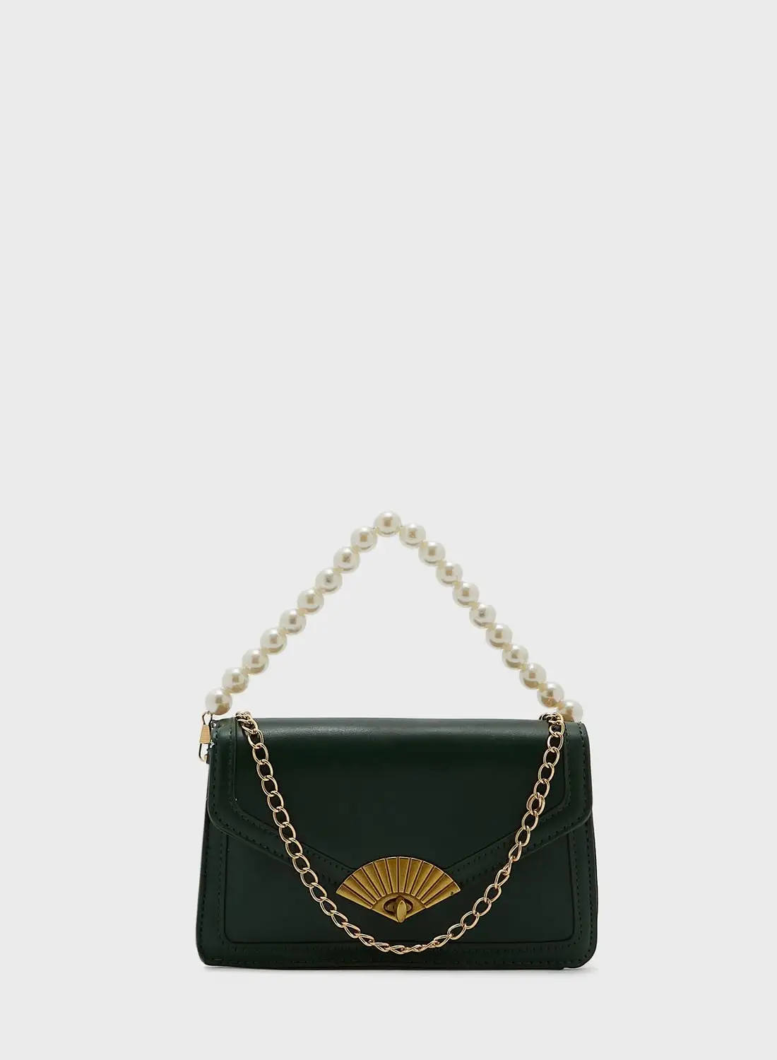 ELLA Pealr And Chain Strap Handbag With Fan Clasp
