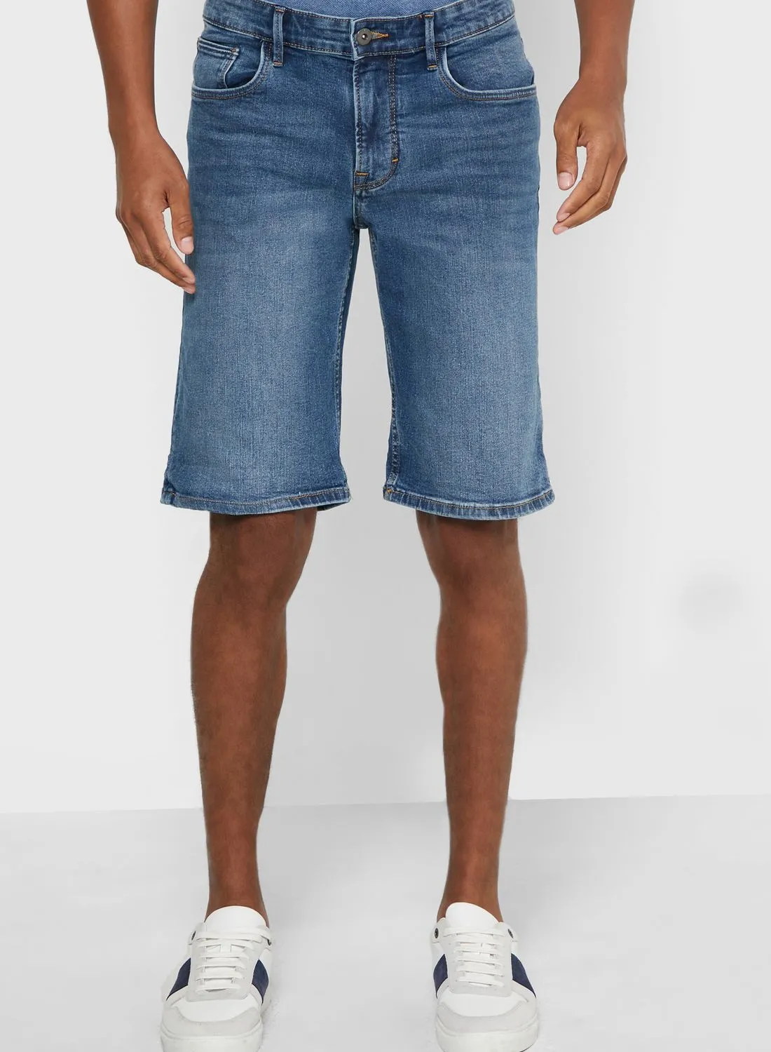Mango Man Mid Wash Denim Shorts