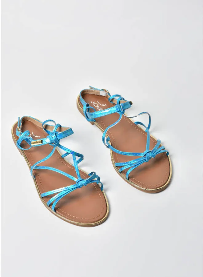 Jove Multi Thin Strap Slip-On Flat Sandals Dark Blue