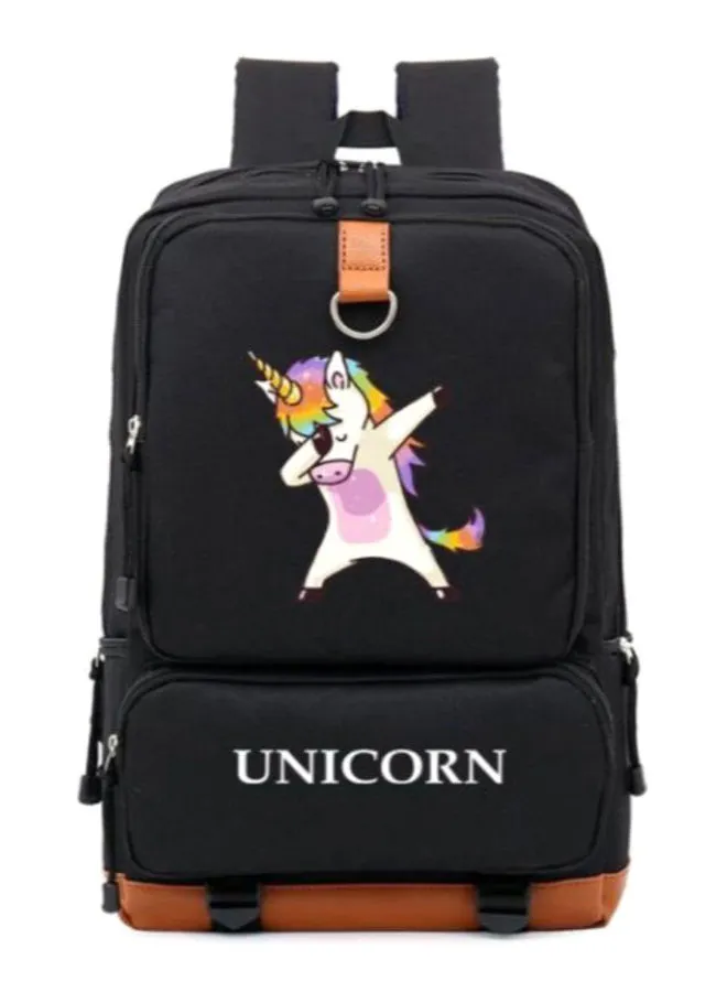 Generic Unicorn Anime Series Backpack Black/Orange