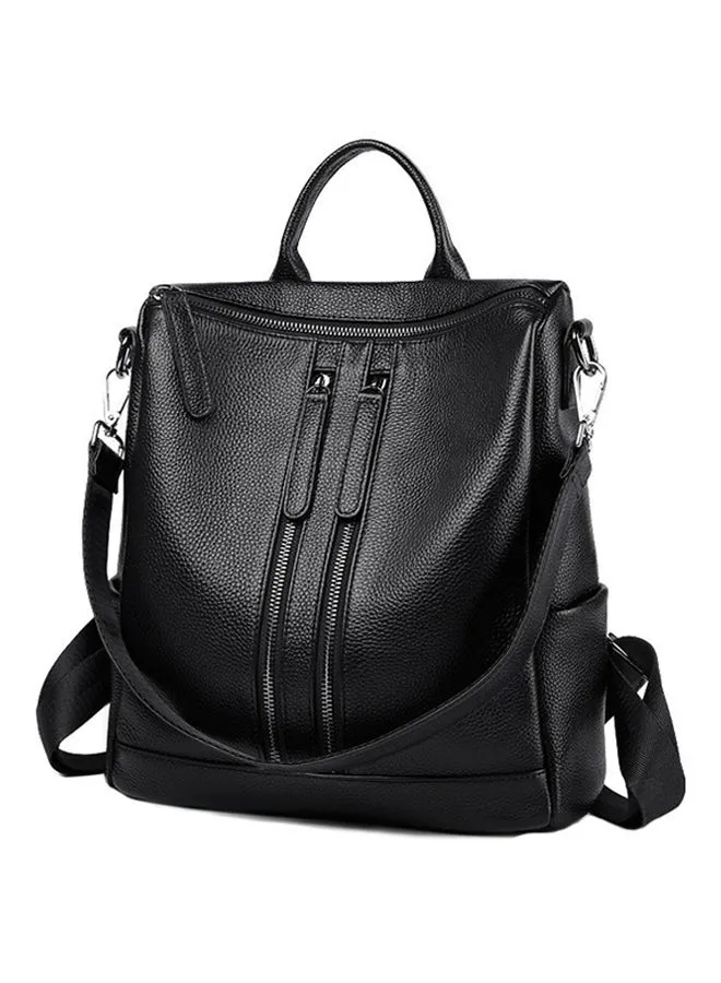LAORENTOU Multifunction Zipper Leather Travel Anti Theft Backpack Black