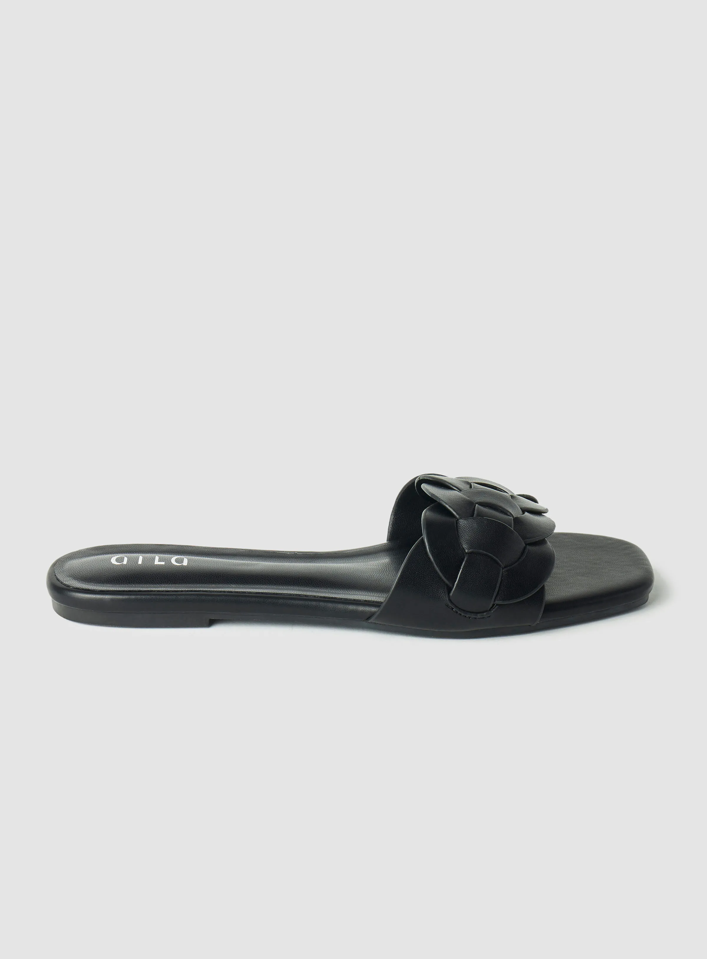 Aila Casual Flat Sandals Black