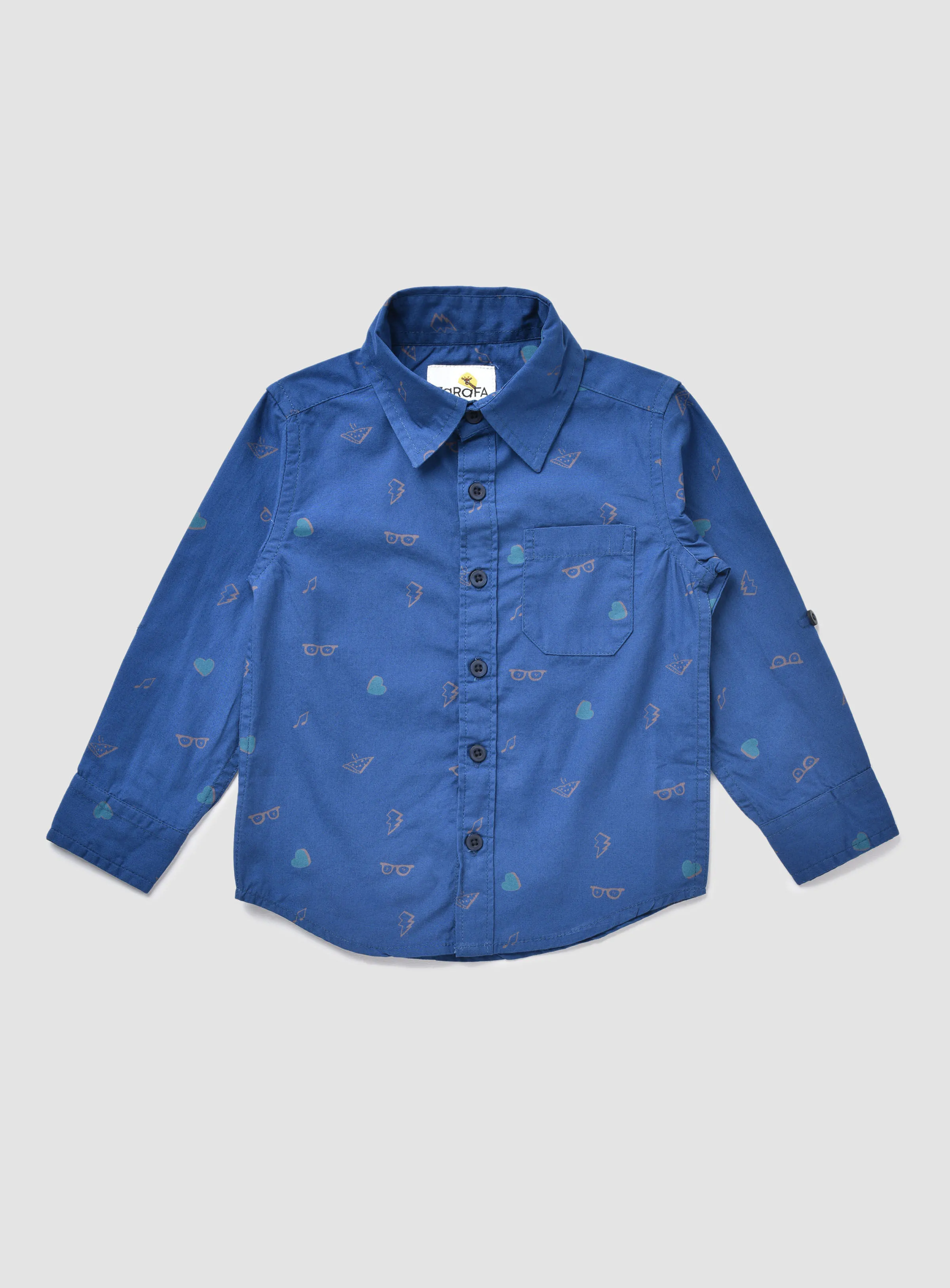 Zarafa Casual Printed Long Sleeves Shirt Blue